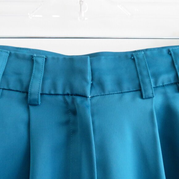 ZENA PRESLEY Teal Satin Palazzo Wide Leg Pants Drapey - Women's Size M - Picture 7 of 15